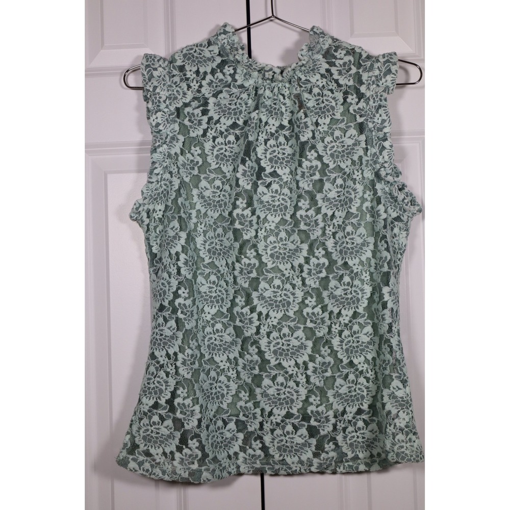 Dolan Left Coast Collection Mint Green Floral Lace High Neck Sleeveless Top M